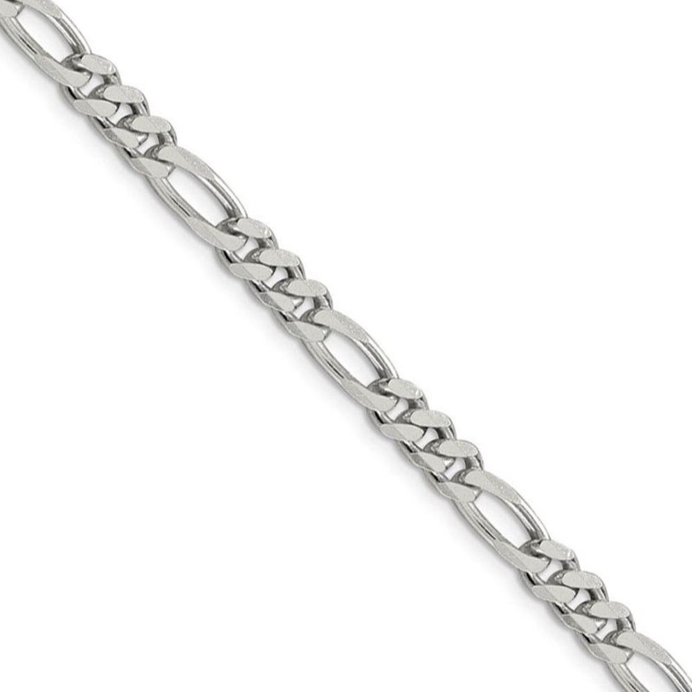 Men's 5.25mm Sterling Silver, Solid Figaro Chain Necklace, 24 Inch